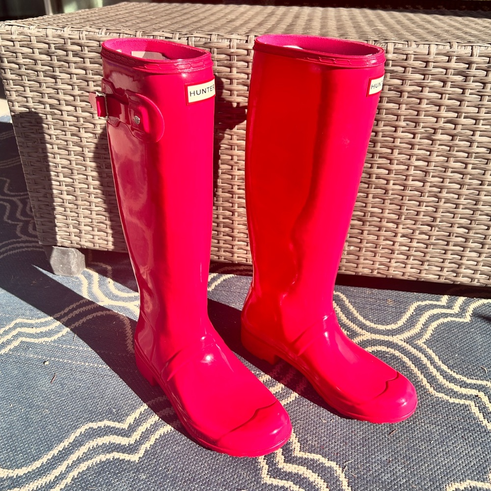 Tall Hot Pink Hunter Rain Boots